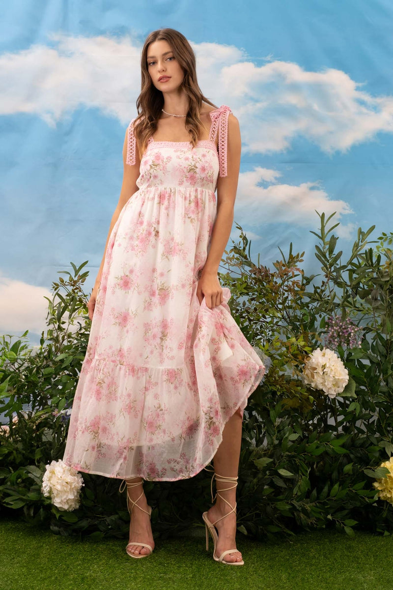 chinese dress ladies Emily Maxi Dress Pink Floral main image 1