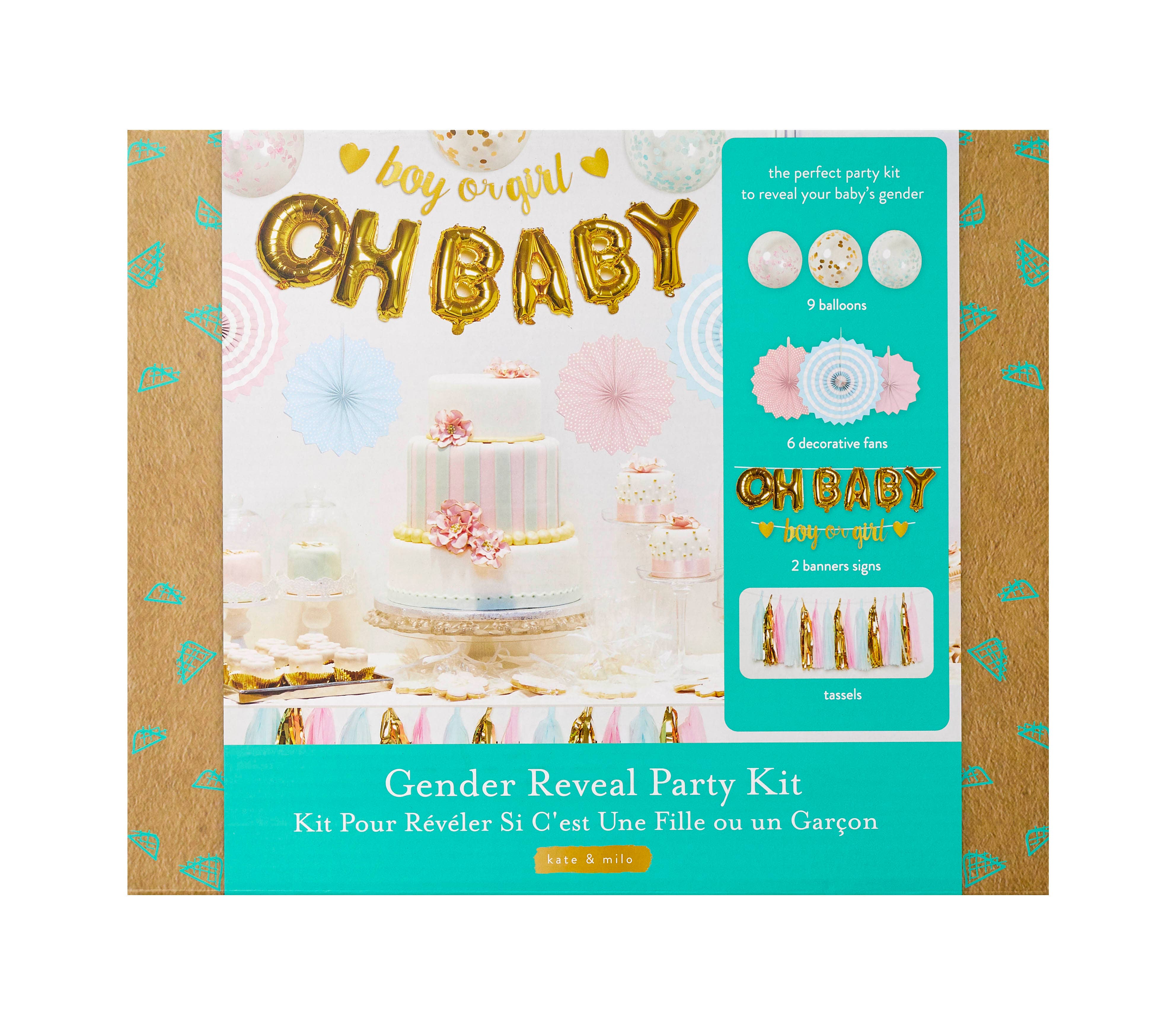 Gender Reveal Party Kit - Balloons, Banners & Tassel Set